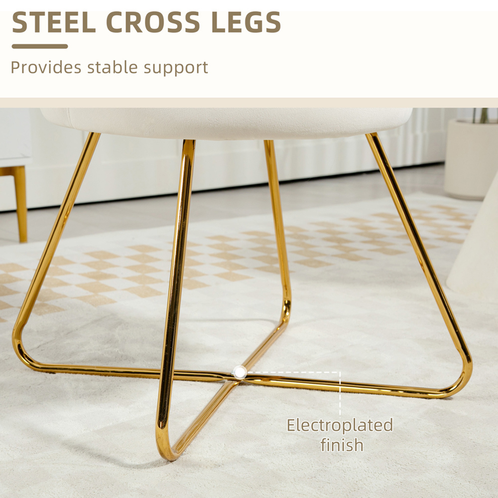 Portland Cream Velvet Accent Chair with Lotus Backrest Image 5