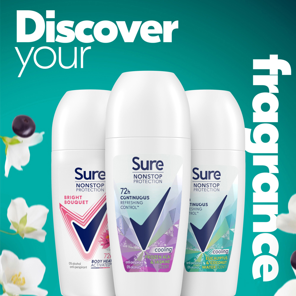 Sure Women Nonstop Protection Acai and Jasmine Antiperspirant Roll On 50ml 6Pack Image 6