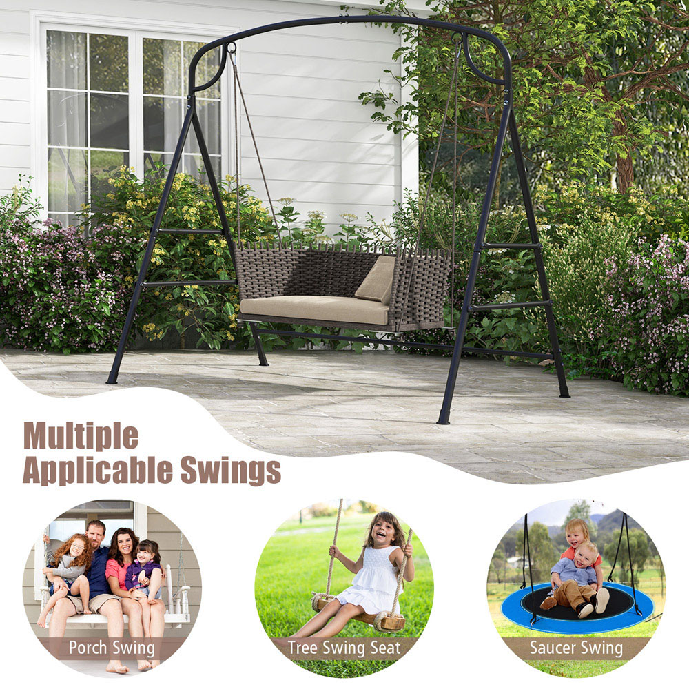 Costway Black Metal Garden Swing Stand Image 8