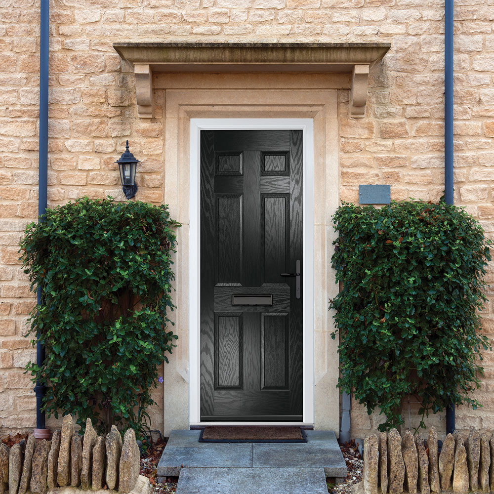 Crystal-Direct Muirfield Solid Black GRP None Glass Left Hand Open Front Door 2090 x 920mm Image 2