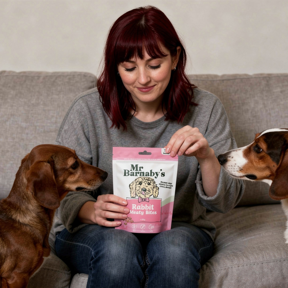 Mr Barnaby's Rabbit Meaty Bites Dog Treats 80g 4 Pack Image 3