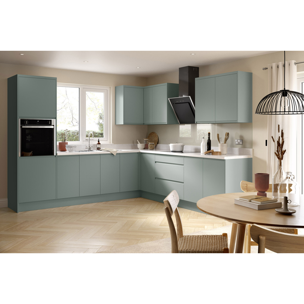 Kitchen Kit J-Pull Matt Sage Green Integrated Extractor Door 596 x 490mm Image 2