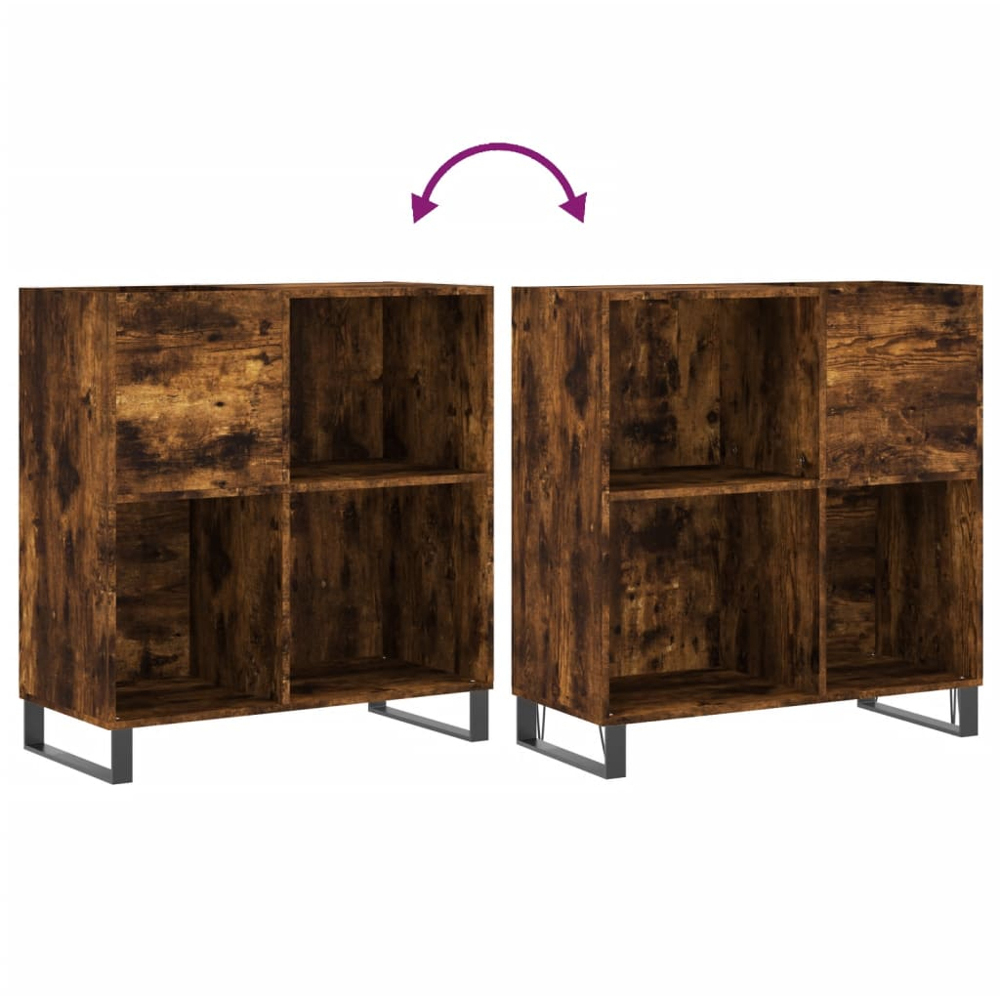 vidaXL 3 Shelf Smoked Oak Record Cabinet Image 7