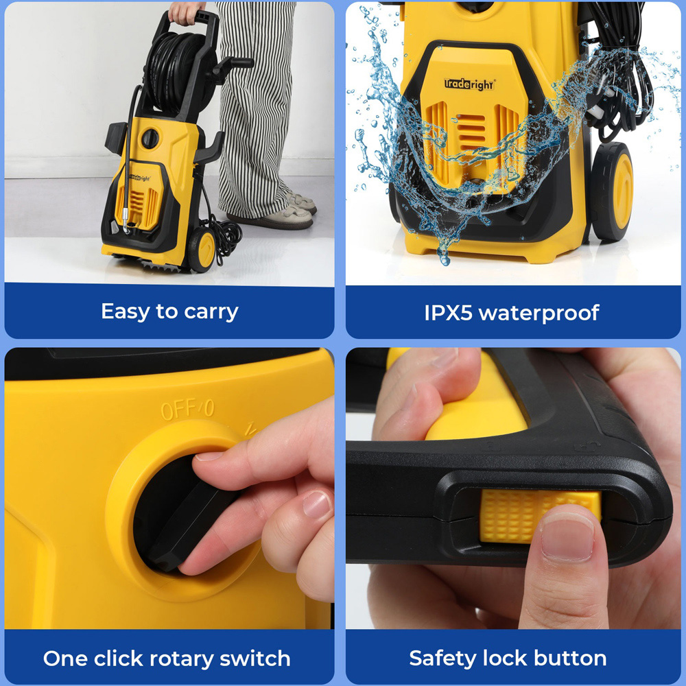 Traderight HW0291-UK 135 Bar High Power Electric Car Pressure Washer with Accessories Image 7