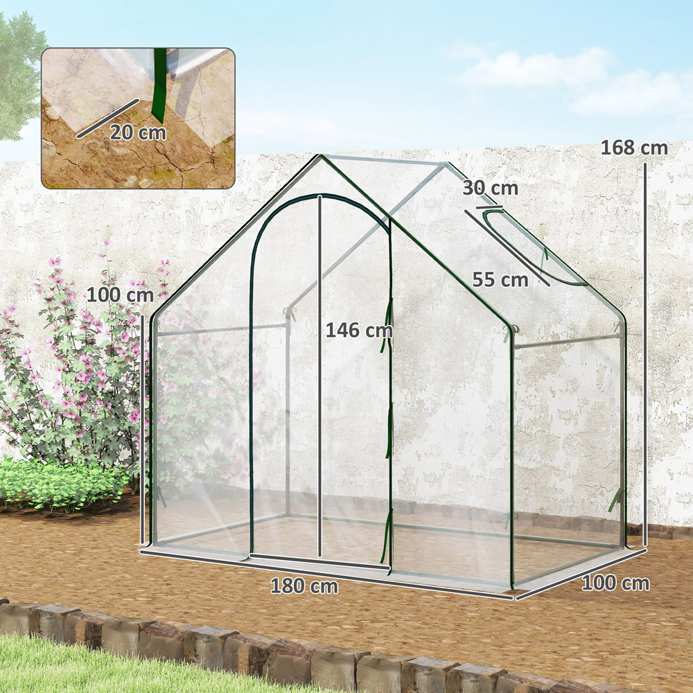 Outsunny Clear 5.9 x 3.4ft Walk In Greenhouse Image 8