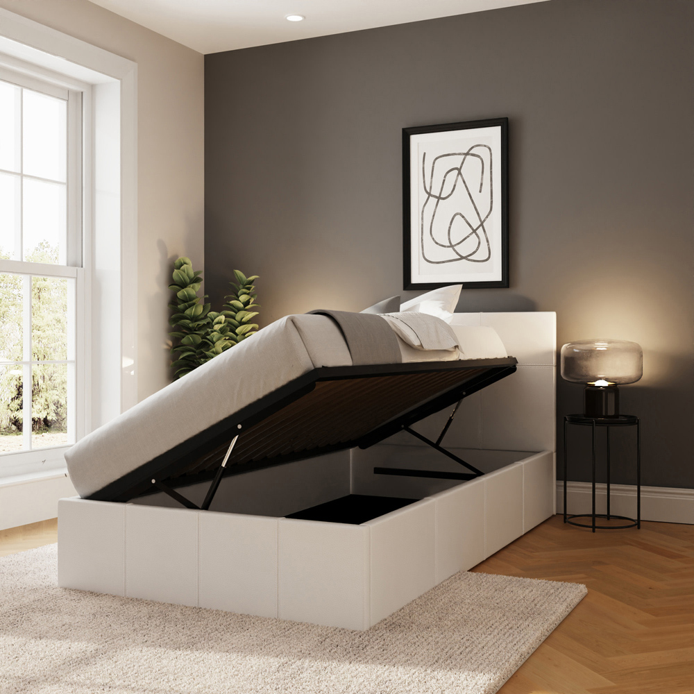 GFW Single White Side Lift Ottoman Bed Image 8