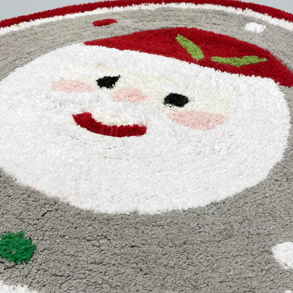 Allure Bath Fashions Christmas Santa Tufted Round Bath Mat Image 4