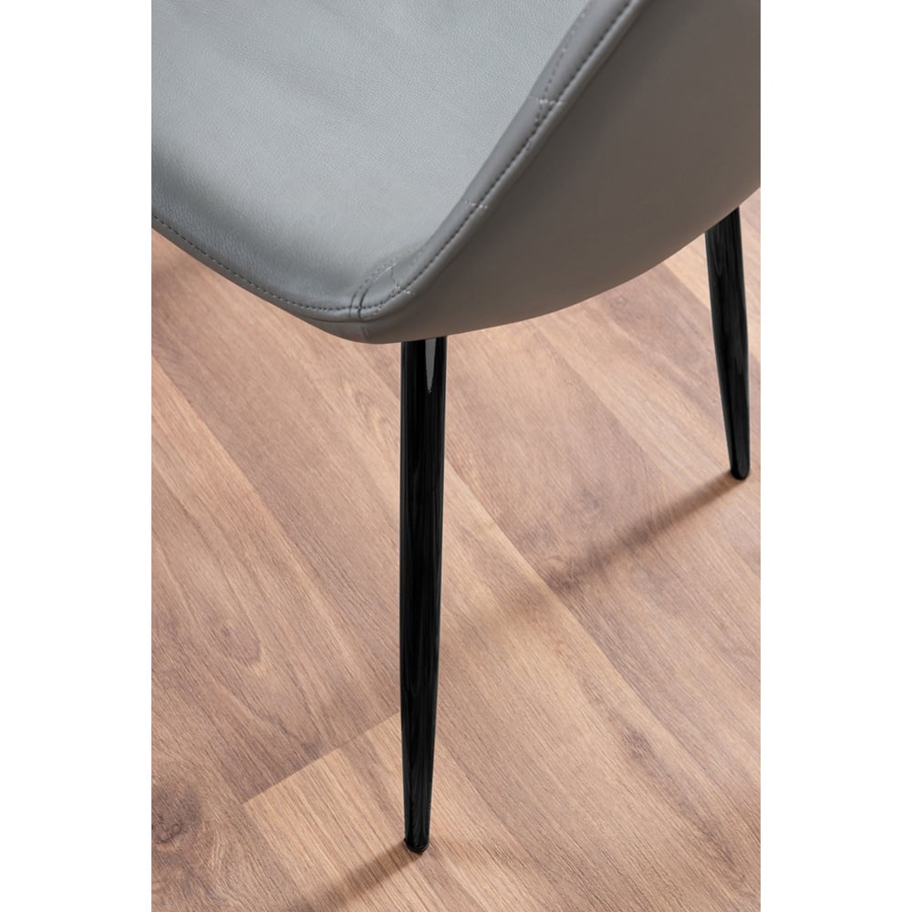 Furniturebox Solara Set of 2 Elephant Grey and Black Faux Leather Dining Chair Image 5