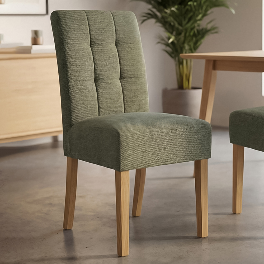 Portland Harlow Olive Weave White Legs Waffle Back Dining Chair Image 1