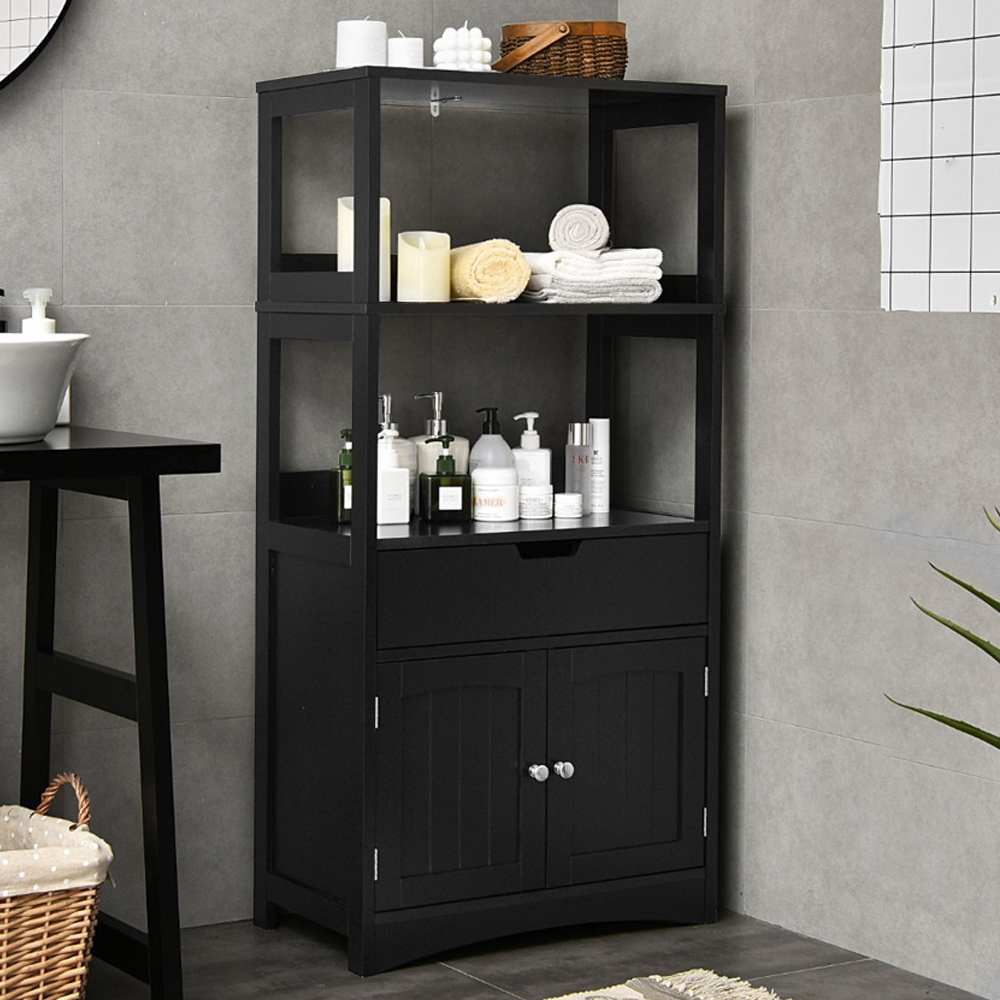 Costway Multipurpose Storage Cabinet with Drawer for Bathroom-Black Image 1