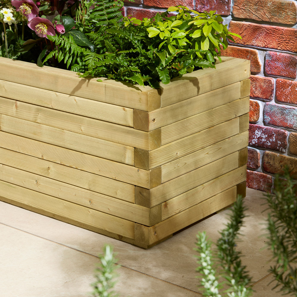 Rowlinson Premier Natural Wooden Patio Trough Planter 37 x 200 x 40cm Image 3