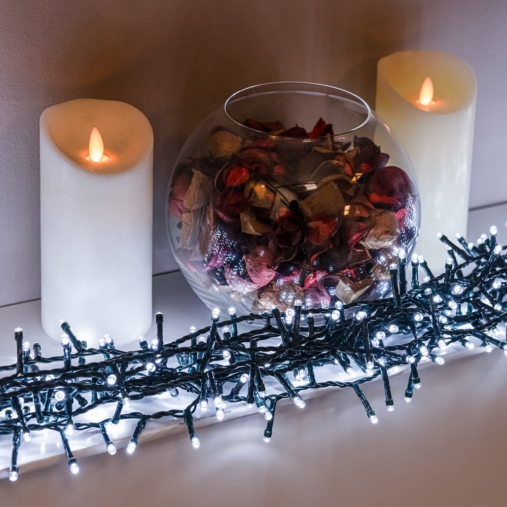 The Christmas Centre 1000 Bright White LED Multifunction Green Cable Compact String Light 25m Image 2