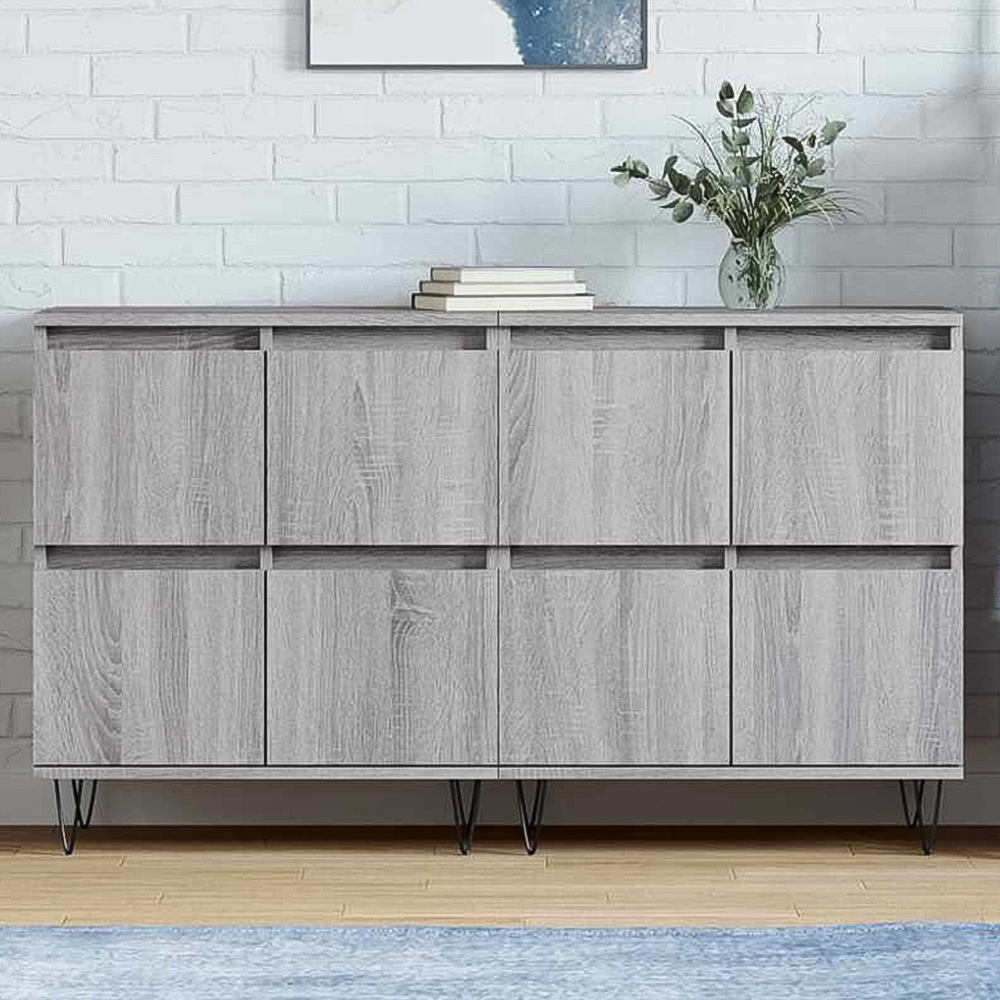 vidaXL 4 Drawer Grey Sonoma Sideboard 2 Pack Image 1
