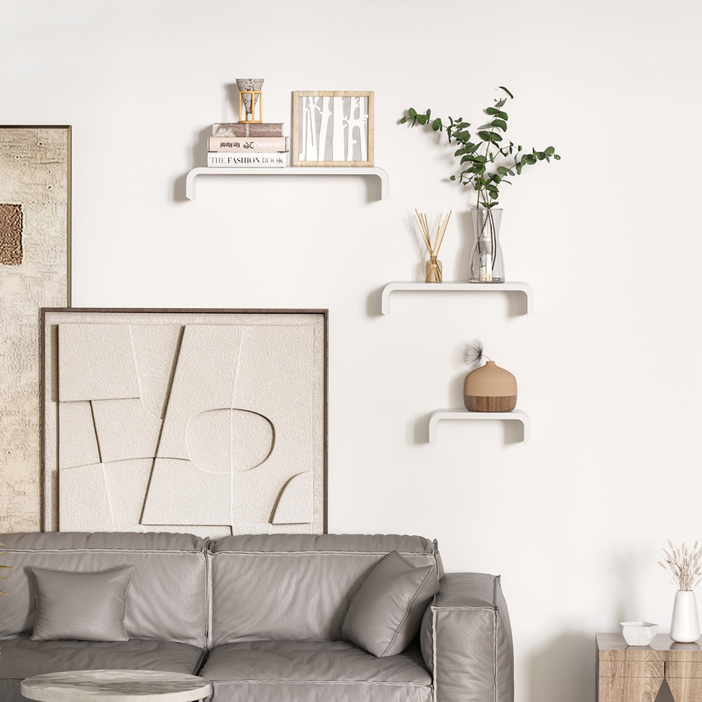 Portland Set of 3 White Floating Shelf Image 4