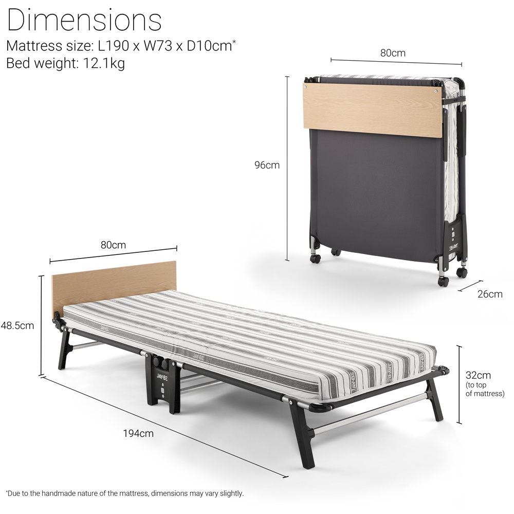 Jay-Be QE80 Single Quick Folding Bed with Comfort Mattress Image 9