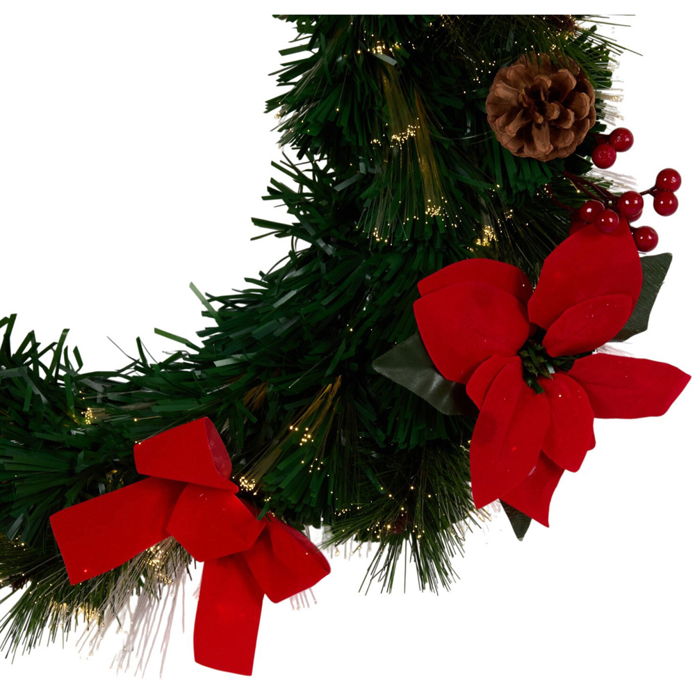 Red Poinsettia Fibre Optic Wreath Image 6