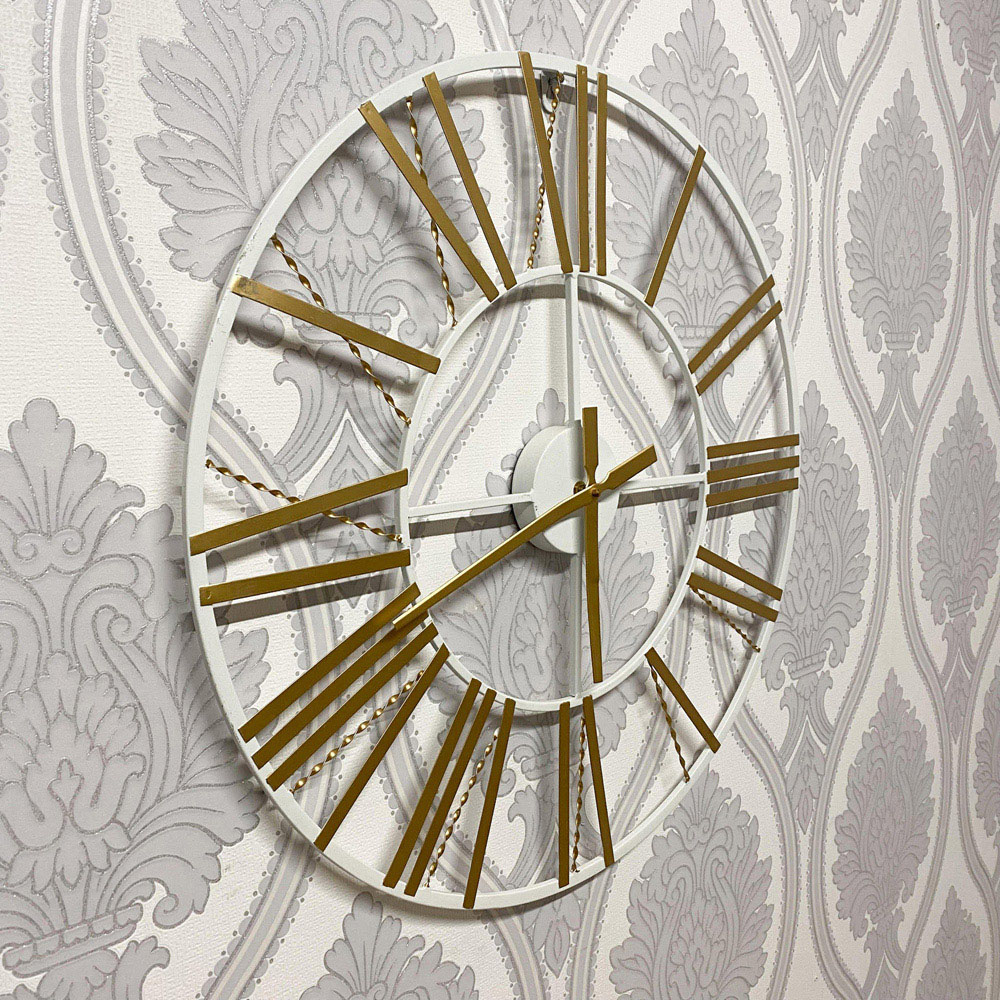 Acacia Home Gold Skeleton Round Wall Clock 60cm Image 2