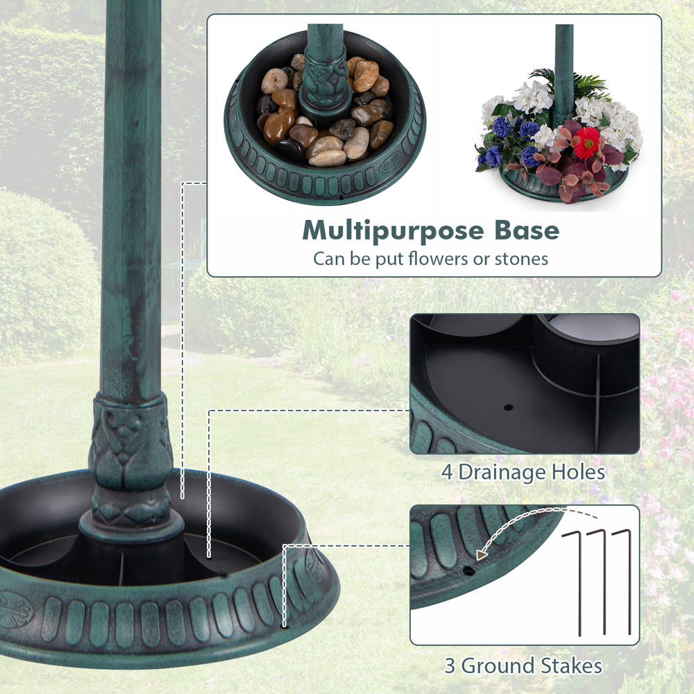 Costway Bronze Outdoor Solar Lighted Birdbath Image 8