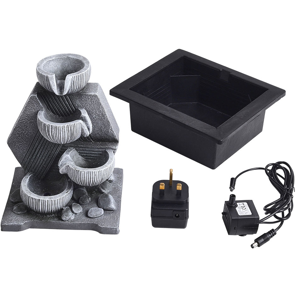 Living and Home 3-Tier LED Imitation Rock Resin Tabletop Water Fountain Image 3