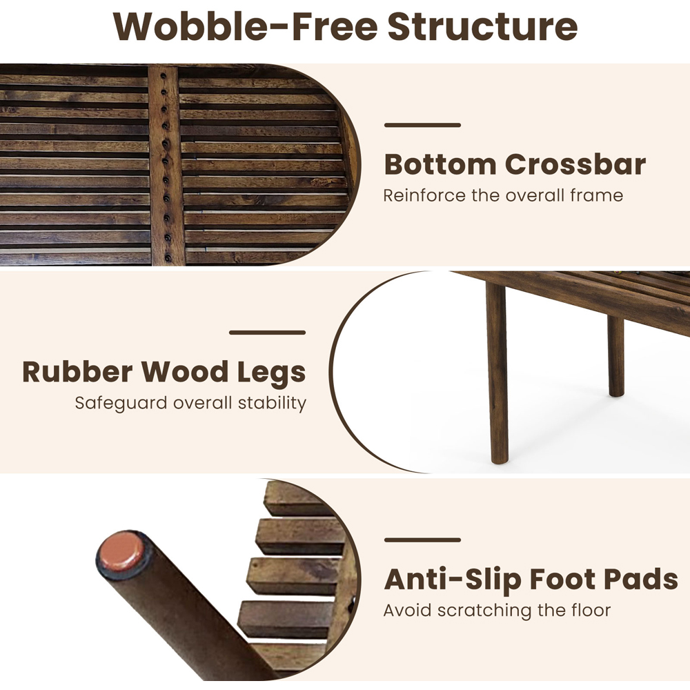 Costway Slatted Top Coffee Table Image 5