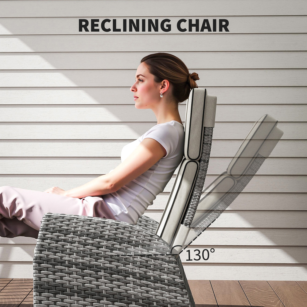 Outsunny 2 Seater Light Grey Rattan Garden Furniture Set Image 8