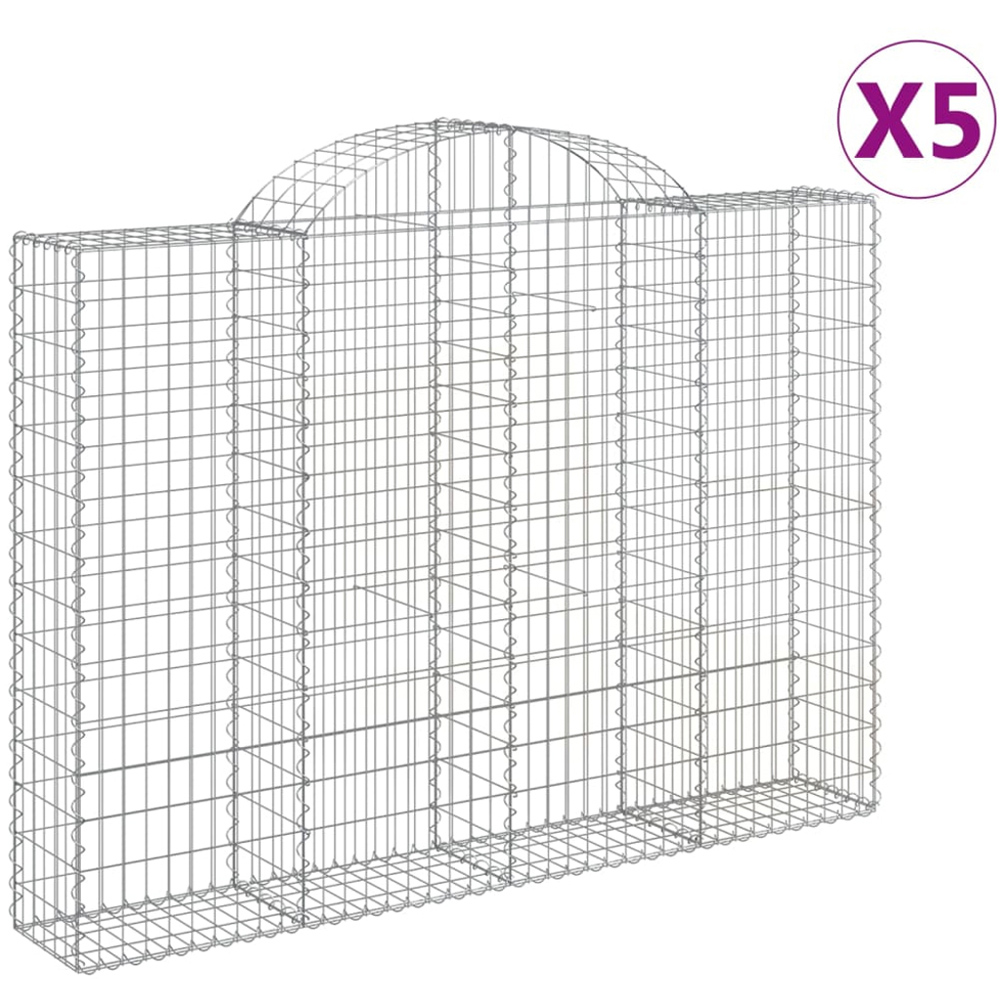 vidaXL Silver Galvanised Iron Gabion Basket 200 x 30 x 140/160cm 5 Pack Image 4