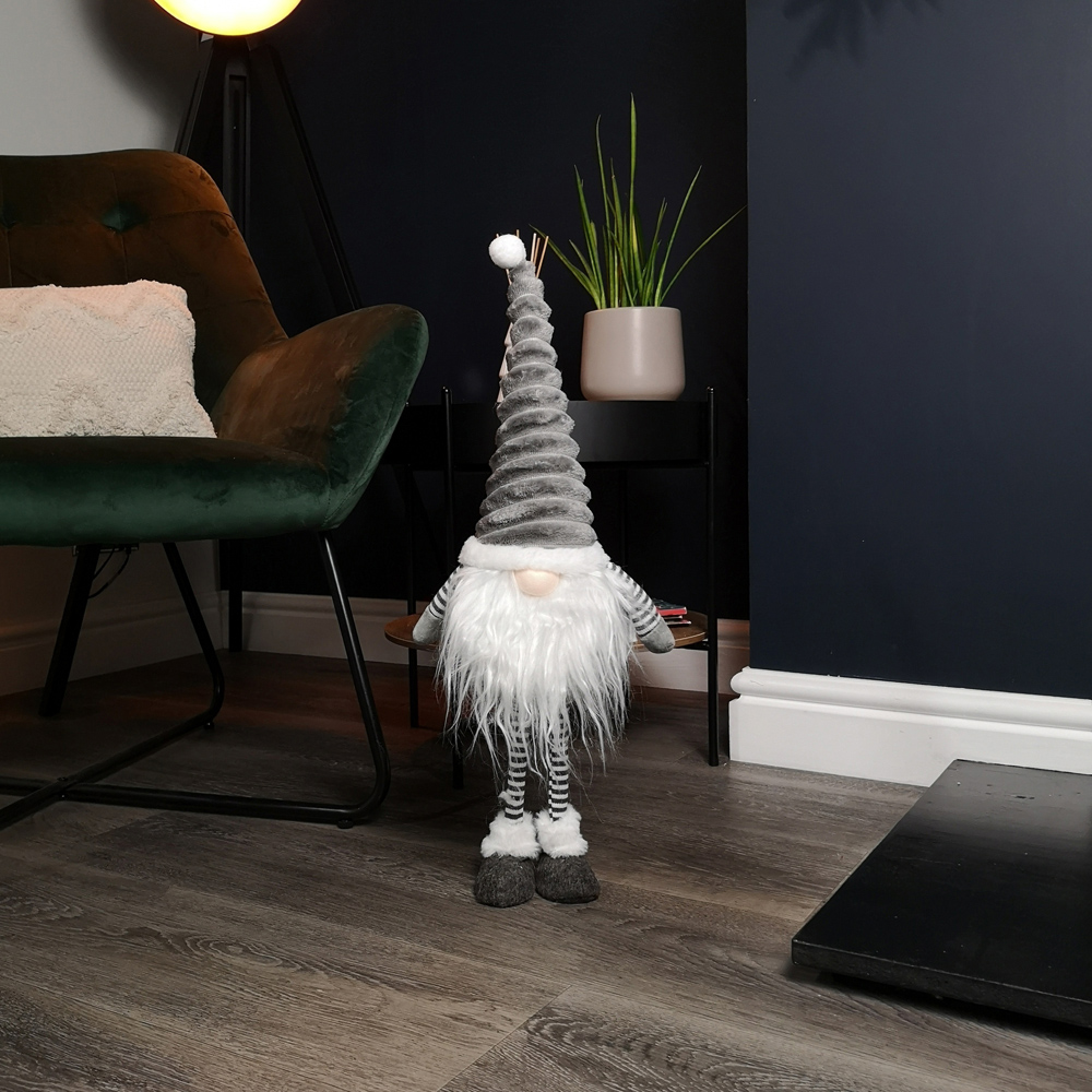 Samuel Alexander Grey Standing Plush Gonk Christmas Decoration with Grooved Hat 53cm Image 7