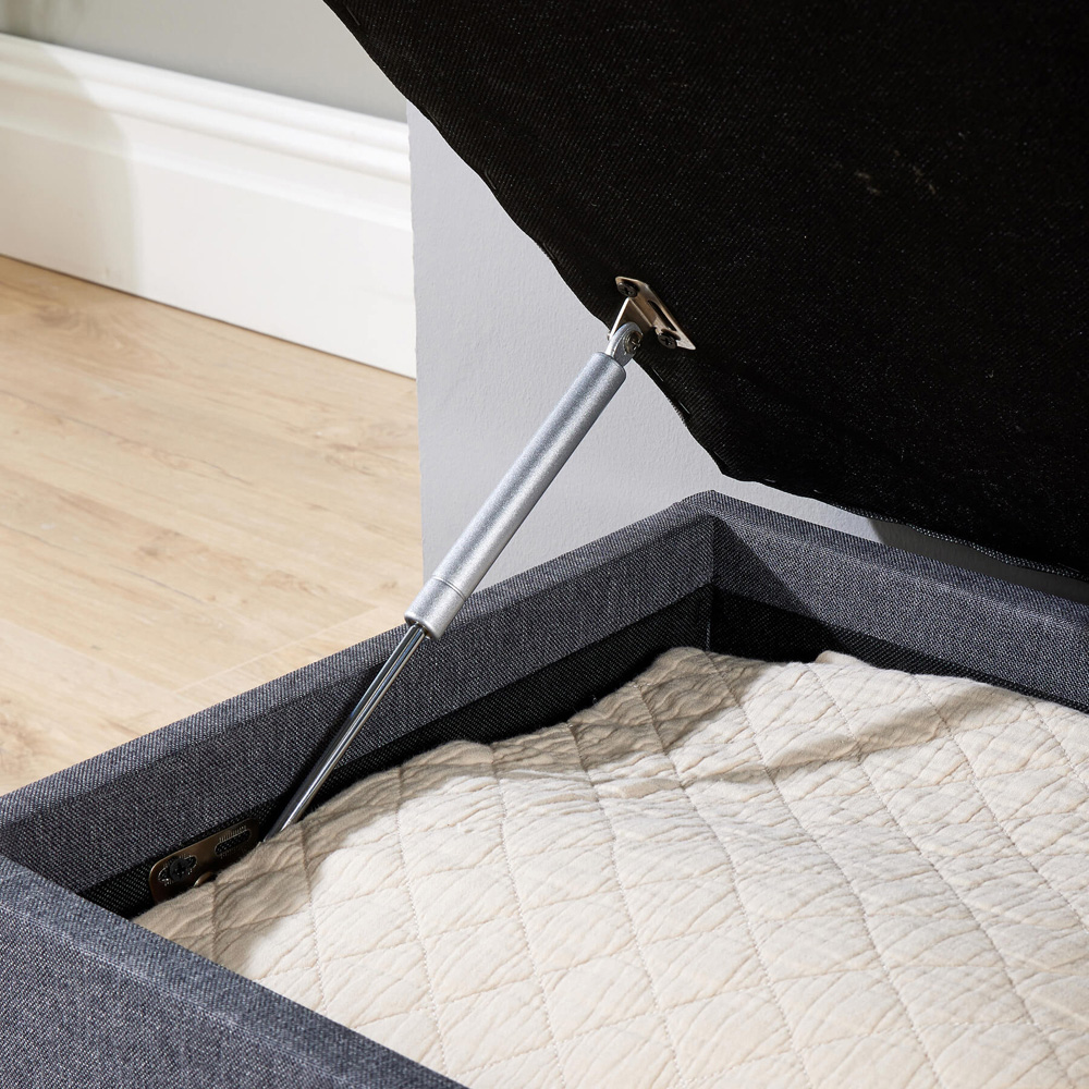 Home Source Pewter Dark Grey Padded Ottoman Image 3