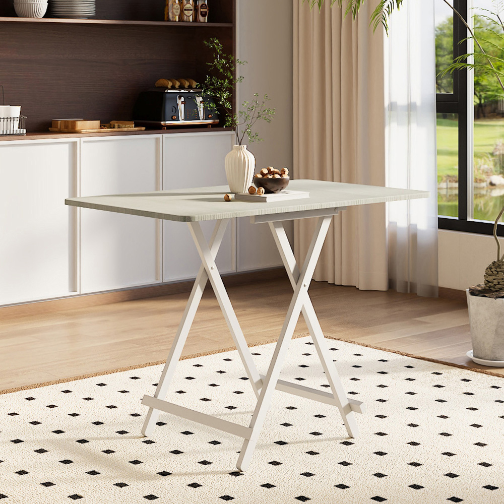 Living and Home 4 Seater Foldable Wooden Dining Table White Image 6