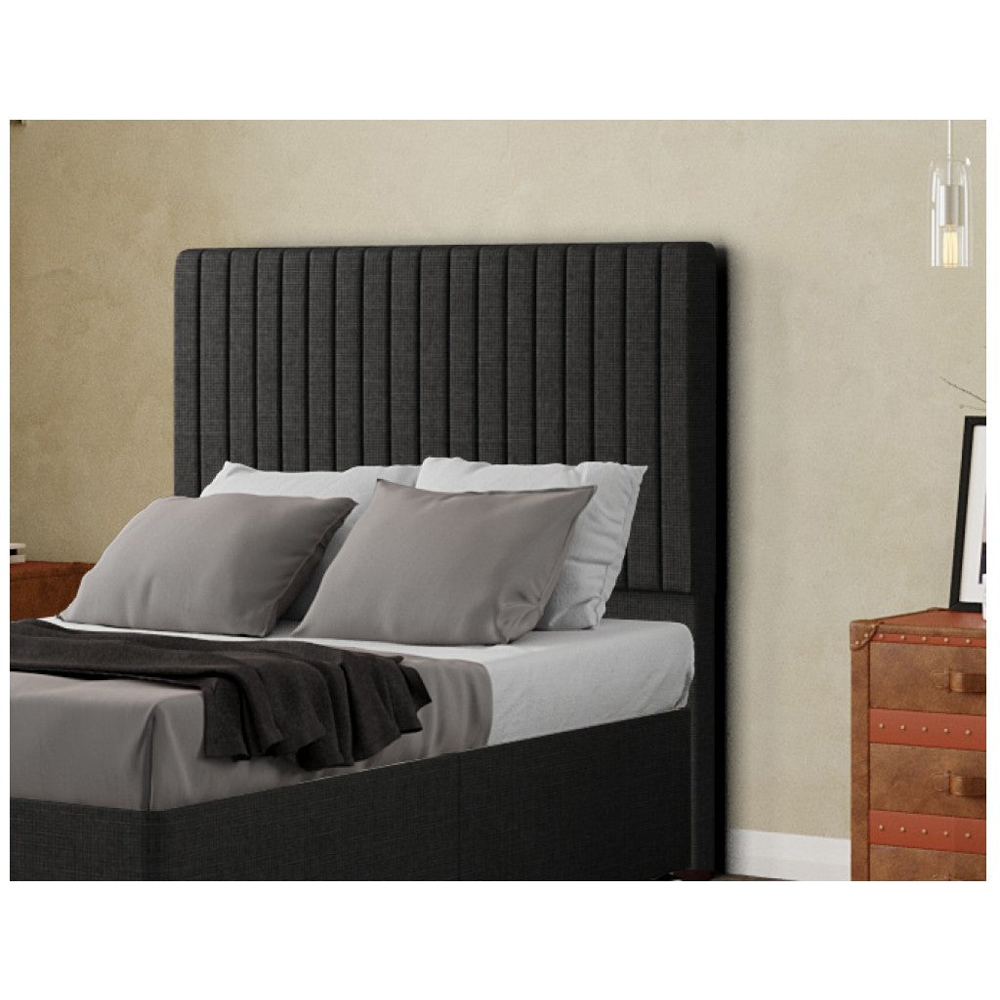 Eleganza Maryland Double Black Linen Floor Standing Headboard Image 4