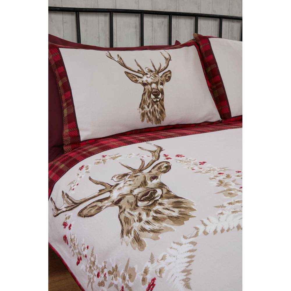 Rapport Home King Size Red Brushed Cotton New Angus Stag Duvet Set Image 2