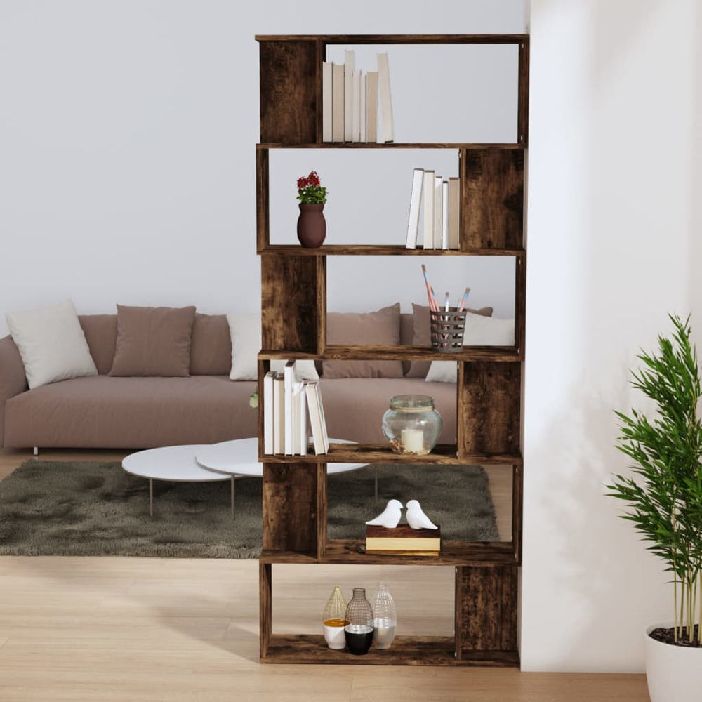 vidaXL 12 Shelf Smoked Oak Bookcase Image 7