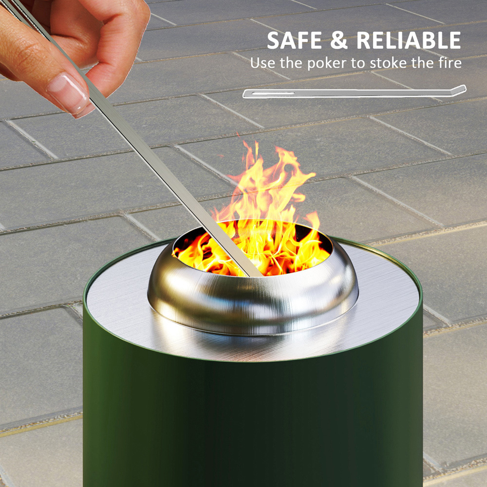 Outsunny Green Stainless Steel Smokeless Wood Burning Firepit Image 7