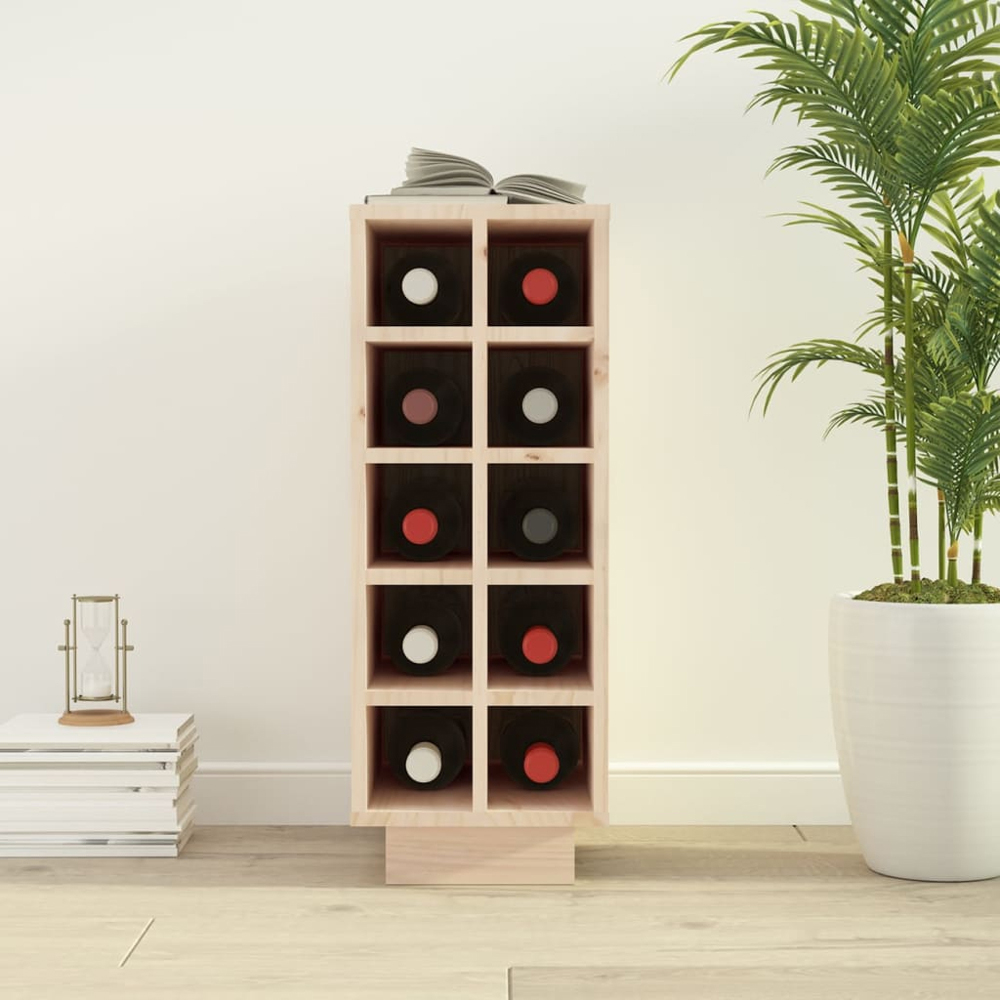 vidaXL 10 Bottle Natural Brown Freestanding Wine Cabinet Image 5