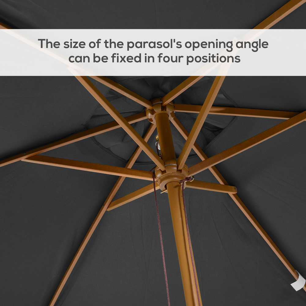 Outsunny Dark Grey Wooden Parasol 3 x 2m Image 4
