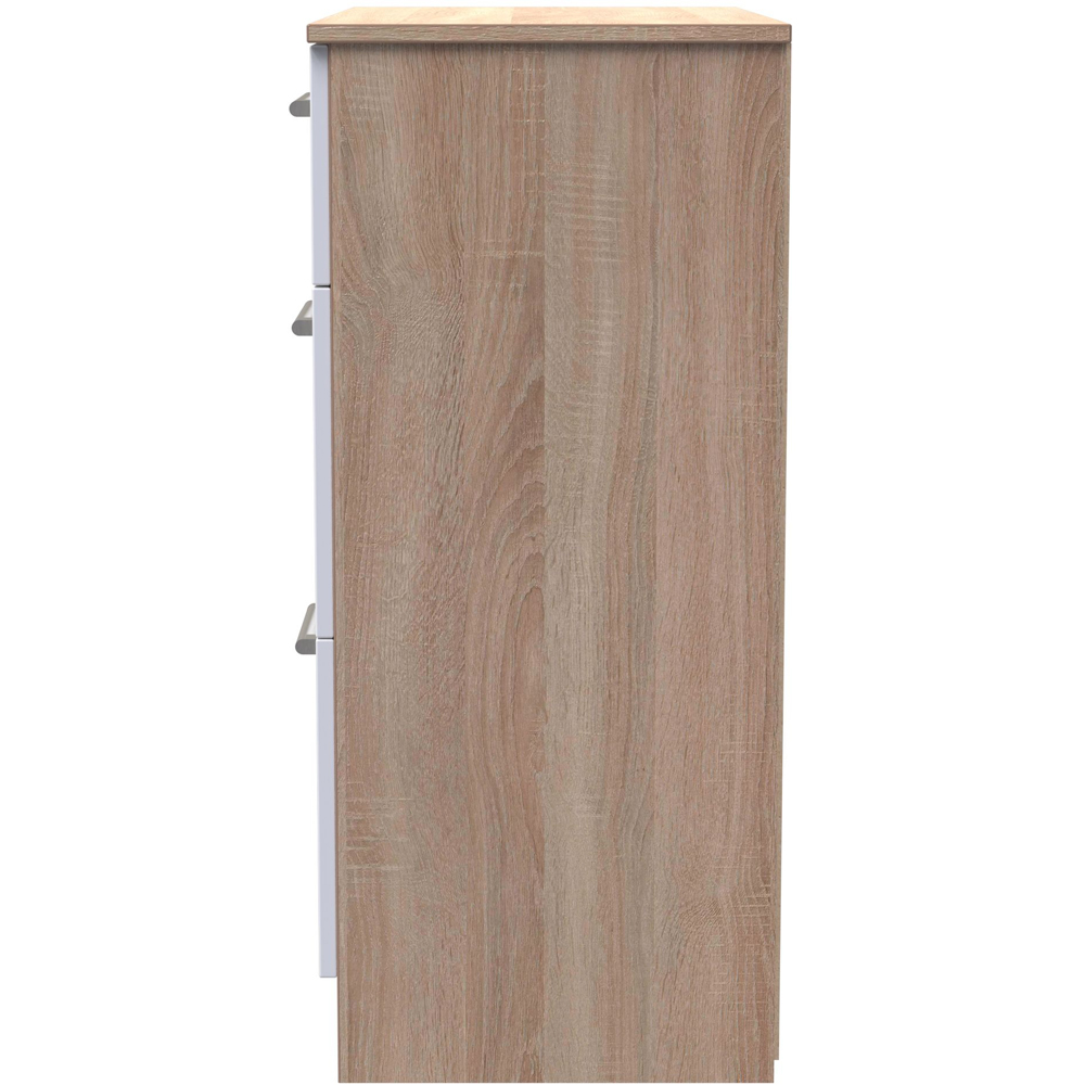 Crowndale Devon 3 Drawer White Matt and Bardolino Oak Deep Chest of Drawers Ready Assembled Image 4
