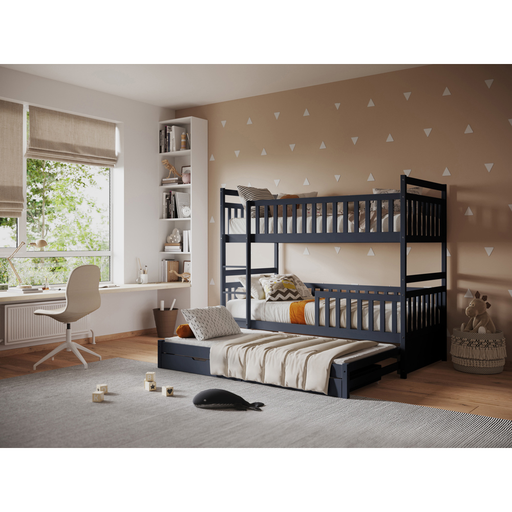 Flair Elvis Grey 2 Drawer Wooden Bunk Bed with Trundle Image 5