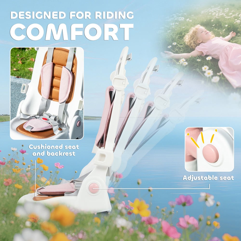 Tommy Toys 5-in-1 Toddler Pink 5 Point Harness Foldable Trike with Parent Handle Image 7