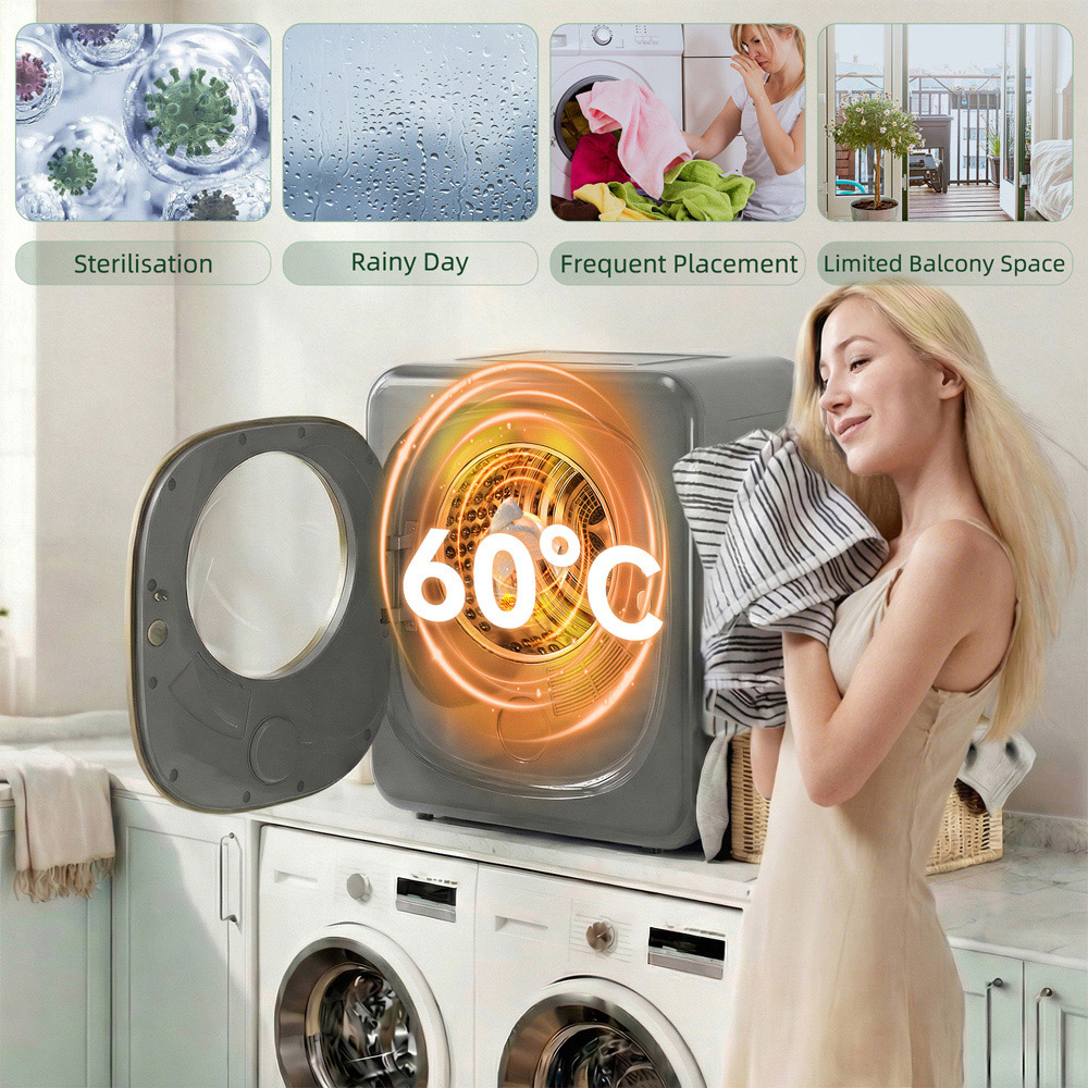 HOMCOM Grey Compact Small Tumble Dryer Machine 4kg 800W Image 7