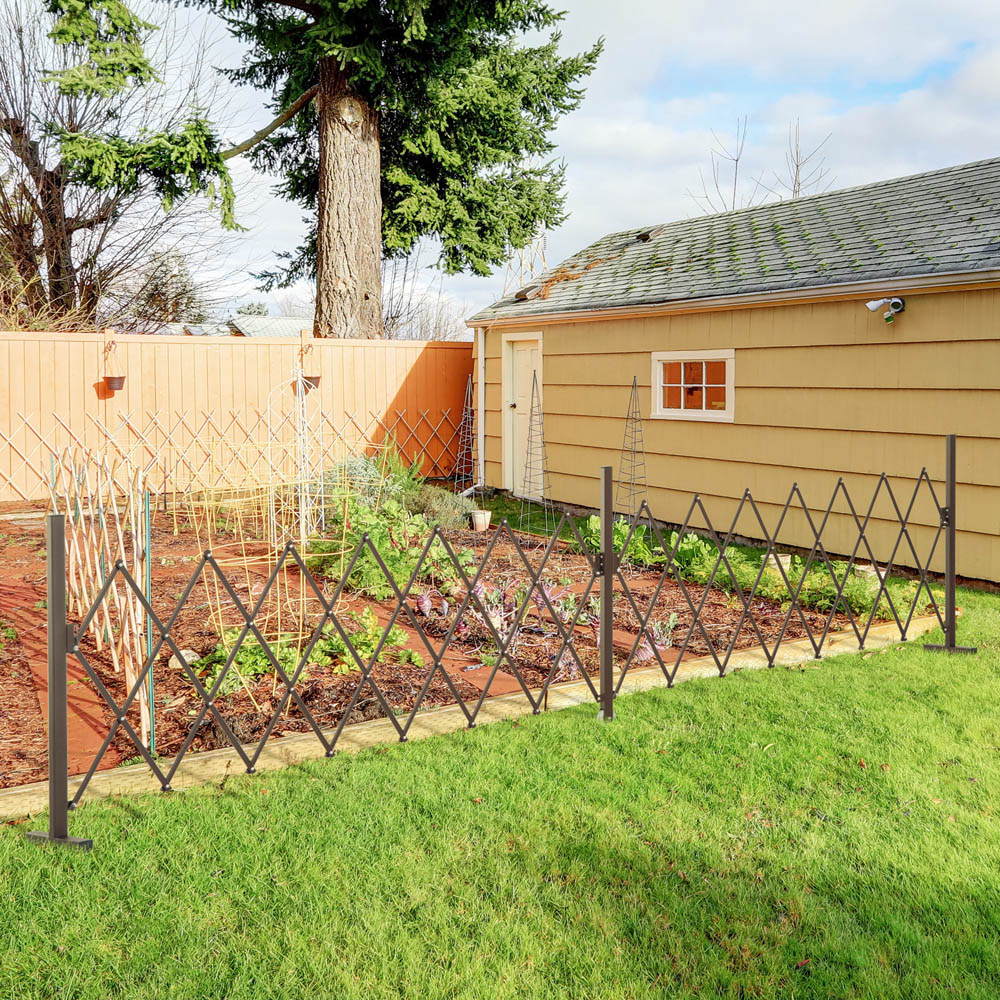 Outsunny Dark Brown Scissor Grid 3 x 13ft Expanding Trellis Fence Panel Image 2