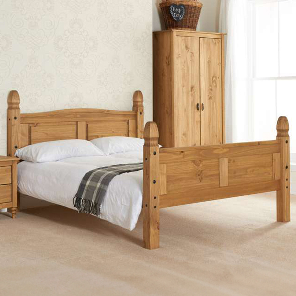 Corona King Size Natural Wax High End Bed Frame Image 1