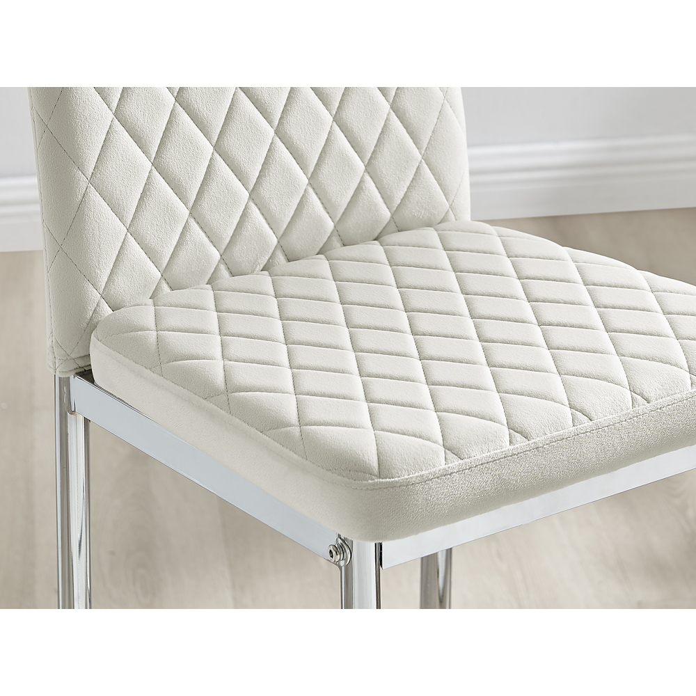 Furniturebox Modern Valera Cream and Silver Velvet Bar Stool Set of 2 Image 5