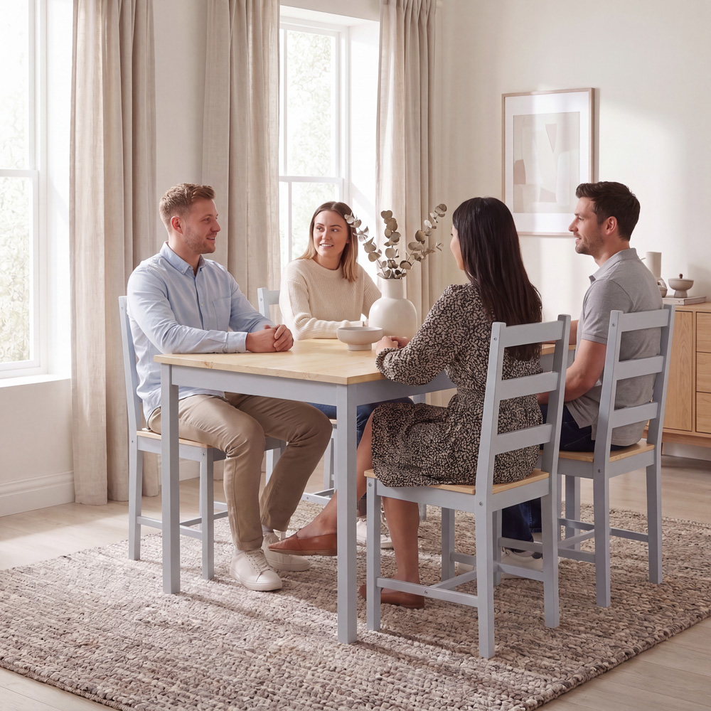 VIDA DESIGNS Yorkshire 4 Seater Dining Set Grey and Pine Image 4