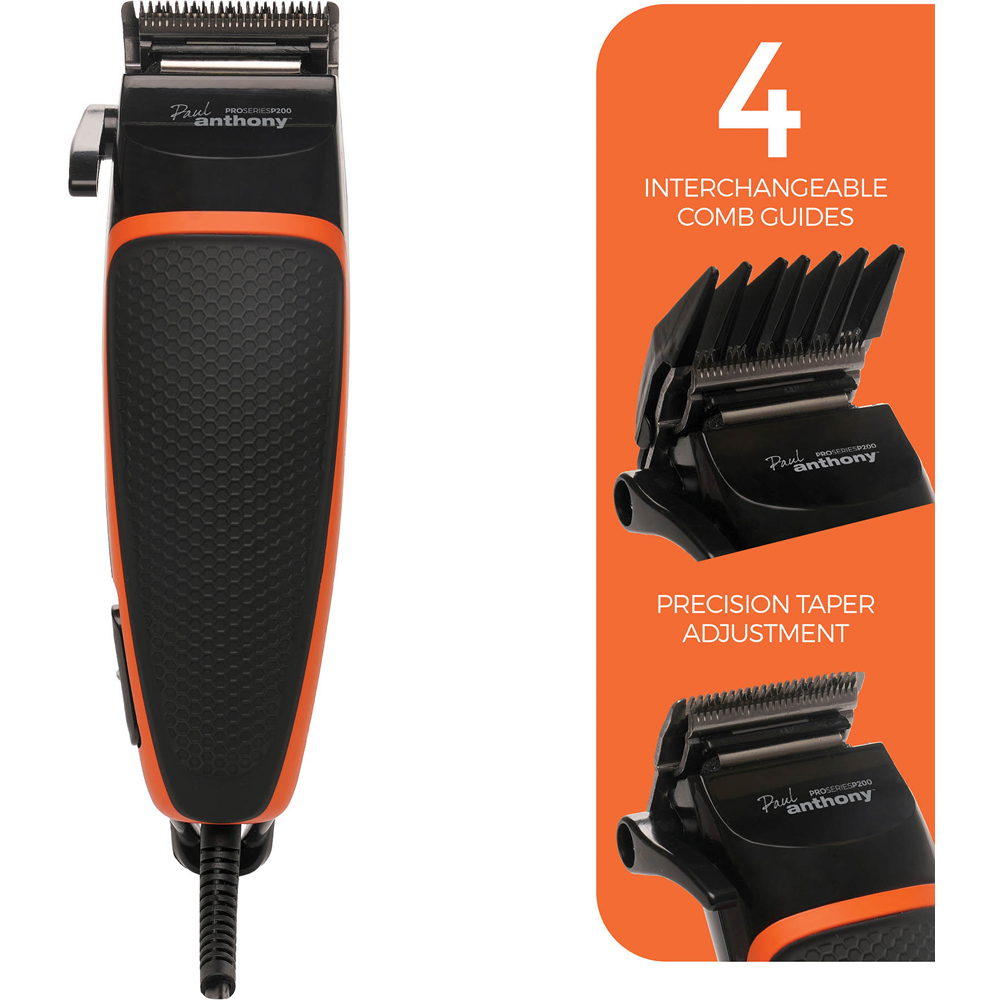 Paul Anthony Pro Series P200 Corded Hair Clipper with Interchangeable Comb Guides Image 5