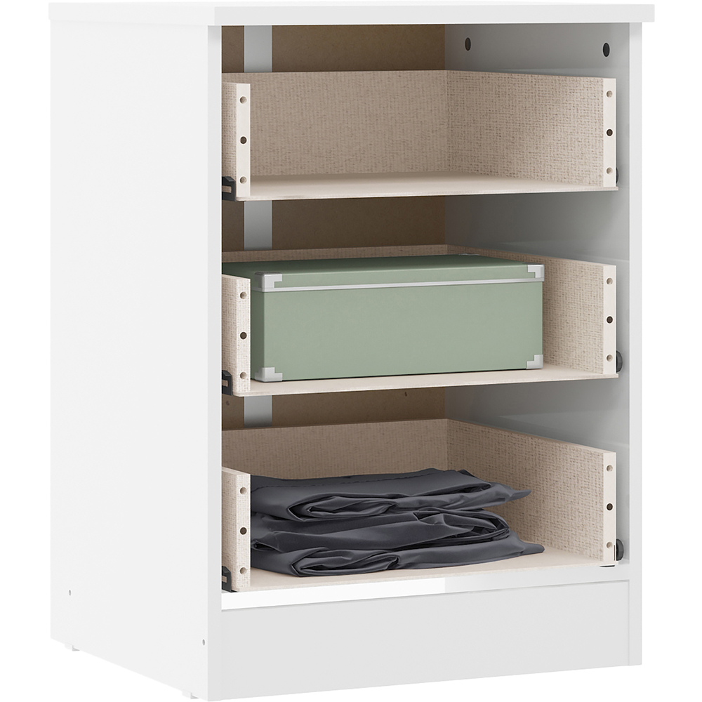 Seconique Denver 3 Drawer White Gloss Bedside Table Image 5