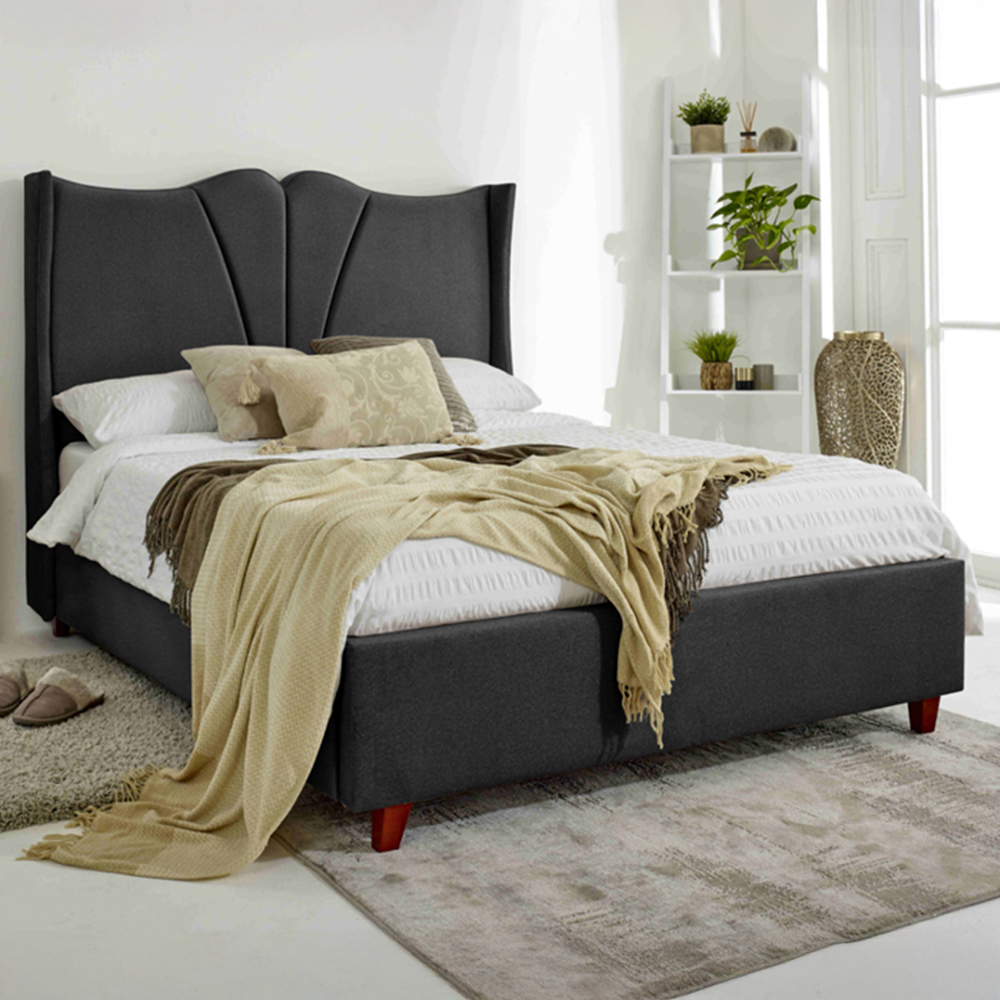 Eleganza Florentine Super King Size Steel Arlington Fabric Bed with Winged Headboard Image 1