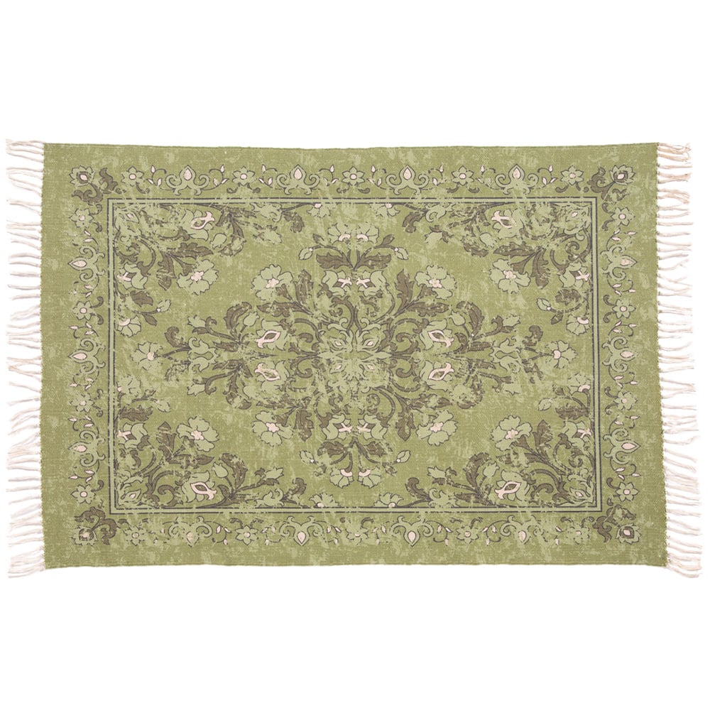Esselle Home Kew Olive Antique Print Rug with Tassel 160 x 230cm Image 1