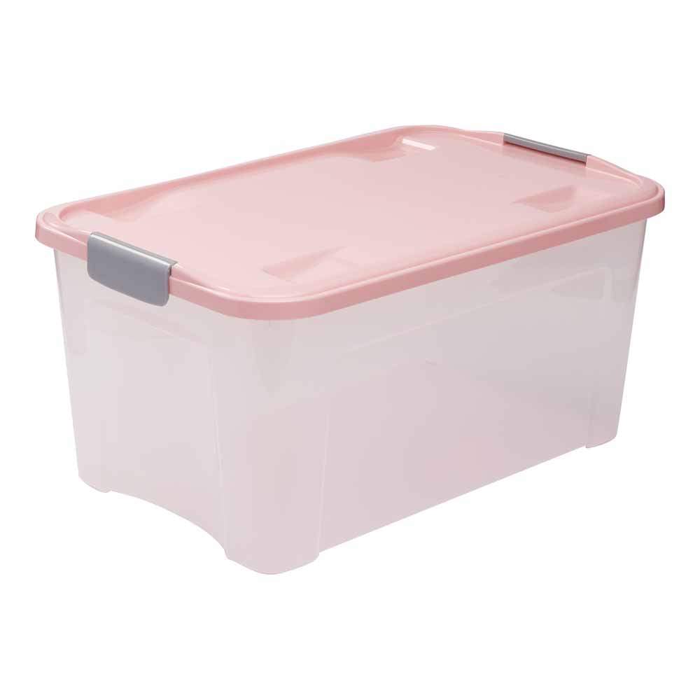 Wilko 45L Storage Box Pink Wilko