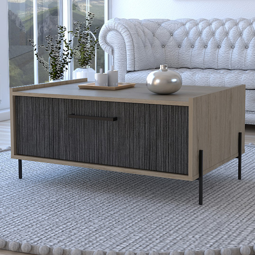 Core Products Harvard Single Door Washed Oak and Carbon Grey Coffee Table Image 1