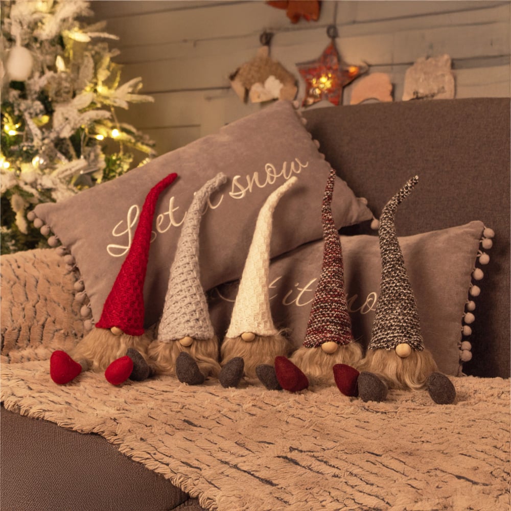 St Helens Grey Hat Fabric Santa Gonk Christmas Decoration Image 6